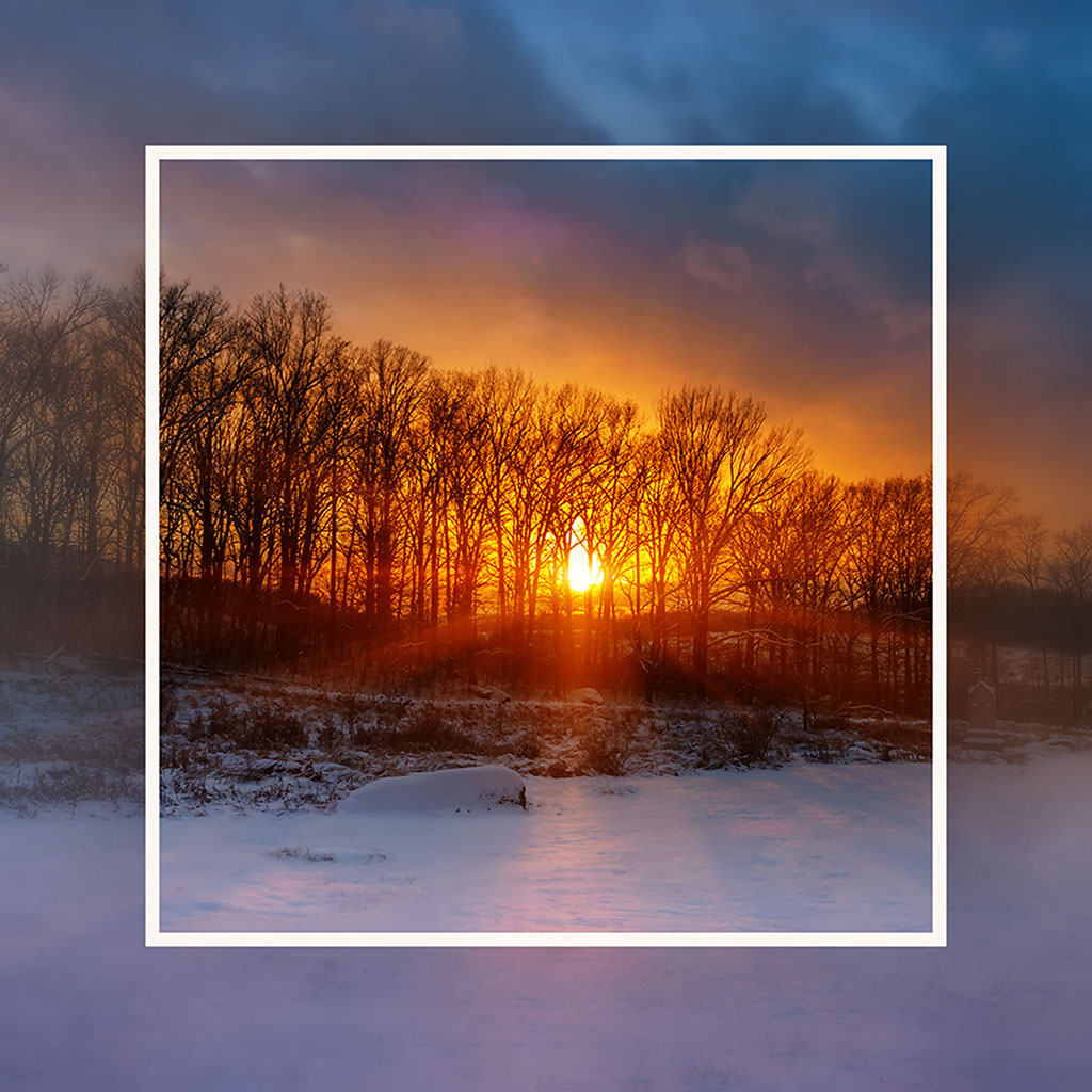Landscapes collection - a winter landscape at sunset.