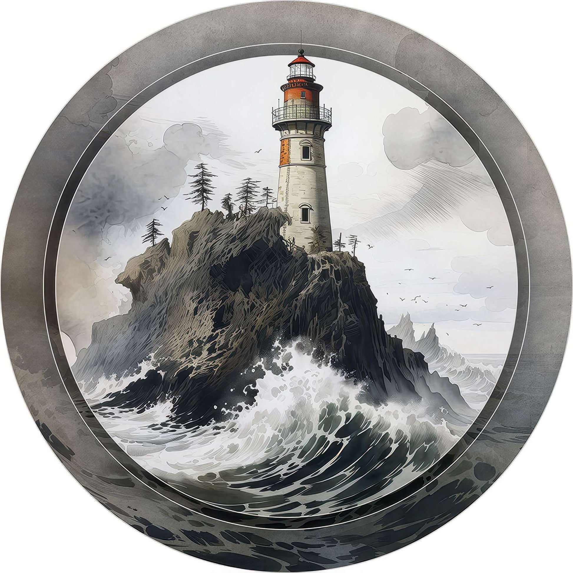 RG0036_Lighthouse-on-a-Cliff Photo Magnet